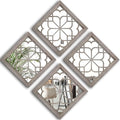 Wocred Set of 4 Mirrors Square Wall Mirror, Gorgeous Rustic Farmhouse Accent by Wocred