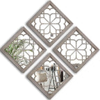 Wocred Set of 4 Mirrors Square Wall Mirror, Gorgeous Rustic Farmhouse Accent by Wocred