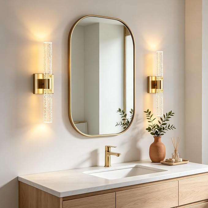 18 Inch Bathroom Sconces Set of 2, 3 Color Temperature Bubble Crystal Led Wall - Image 8