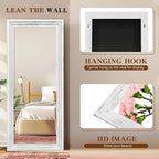 Full Length Mirror 76"x34" Solid Wood Frame Floor Large Mirror - Image 4