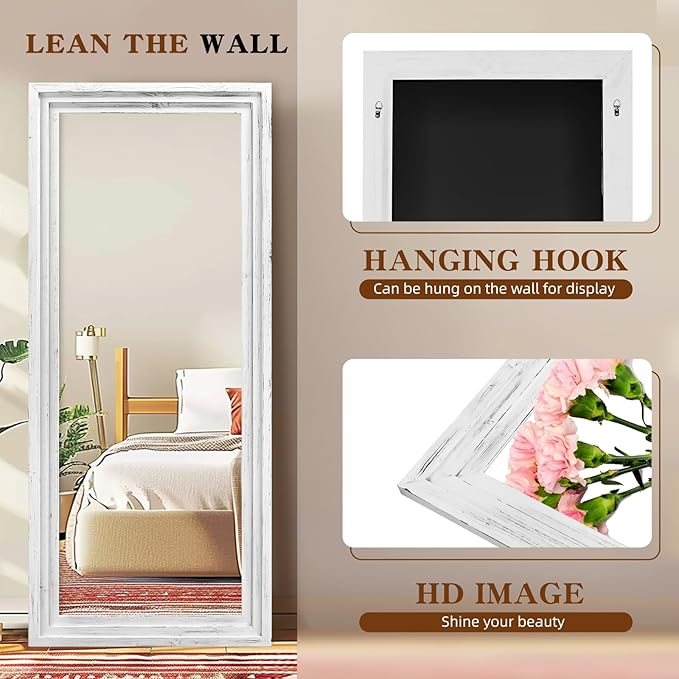 Full Length Mirror 76"x34" Solid Wood Frame Floor Large Mirror - Image 4