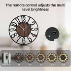 LEIKE Large Wall Clock 24'' Lighted Rustic Wood Clock - Image 3