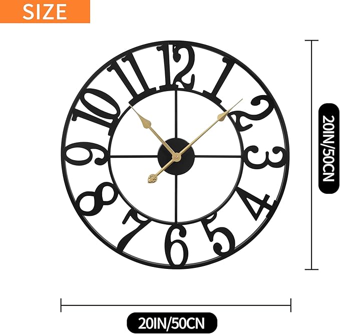 LEIKE Large Wall Clocks, Non Ticking, Battery Operated Big Retro Round Modern - Image 3