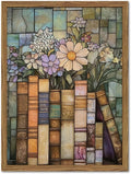 YYNISPIN Vintage Book Wildflower Wall Art Moody Stained Glass Book Lover Wall by YYNISPINWallArt