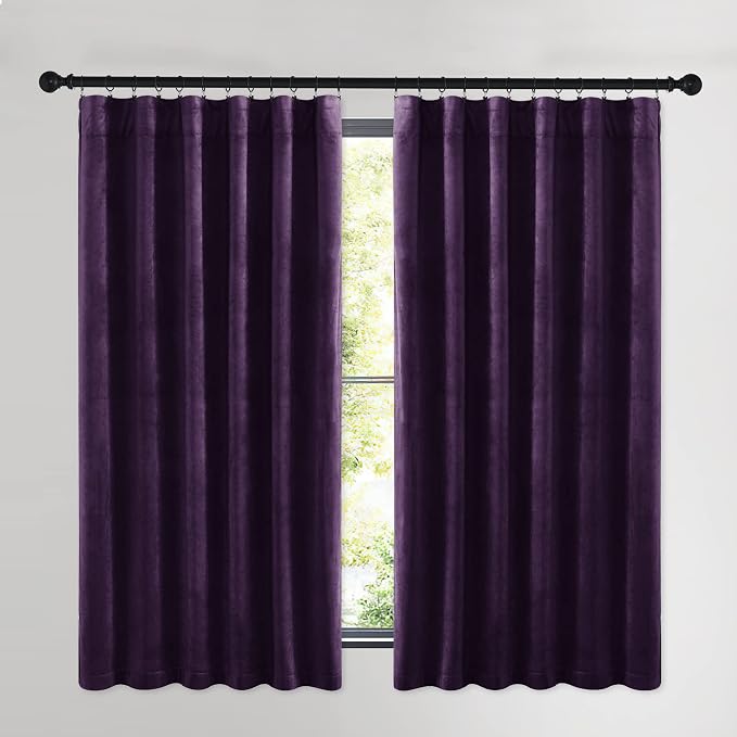 NICETOWN Purple Velvet Curtains 63 inches - Image 2