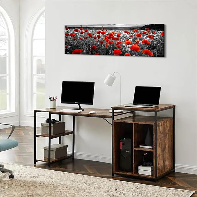 Nature Poppy Wall Art Red and Black Wall Decor Wildflower Field Landscape - Image 5
