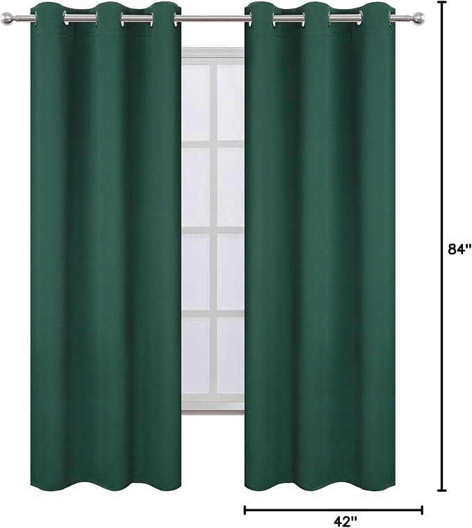 LEMOMO Dark Green Blackout Curtains/42 x 84 Inch/Set of Two Panels Grommet - Image 10
