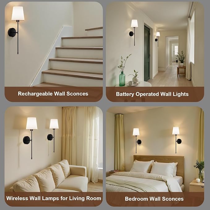 IRONPAX Wall Sconces Battery Operated Set of 2, Wireless Rechargeable Wall - Image 4