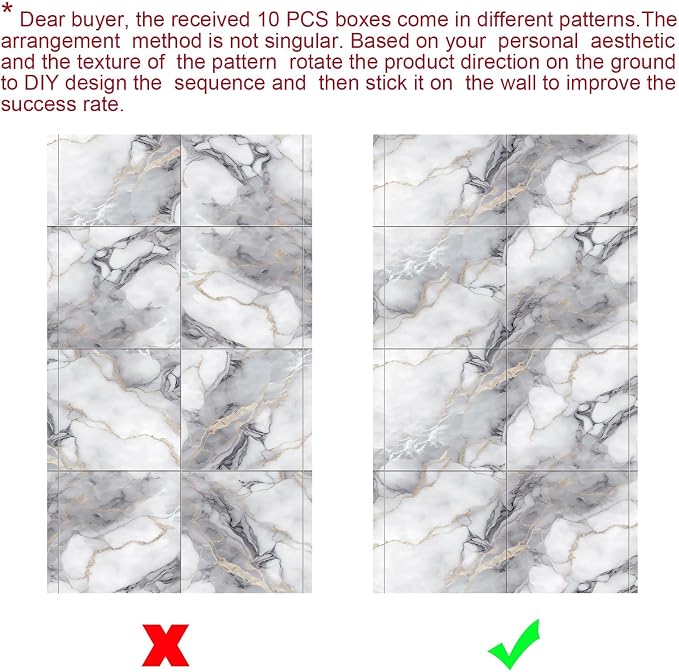 10pcs Thick Marble Peel and Stick Waterproof Wall Panels, Heat-Resistant - Image 8