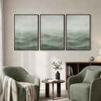 Large Framed Green Abstract Landscape Canvas Wall Art - Image 3