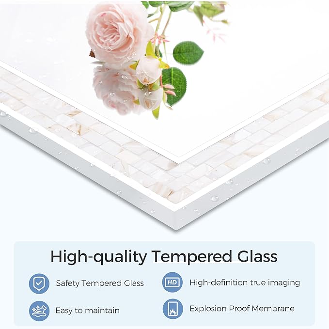 Tanmicoshomy 30 x 48 Inch White Bathroom Mirror, Natural Shell Framed - Image 5