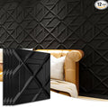 Art3d PVC 3D Wall Panel, Decorative Wall Tile in Black 12-Pack 19.7"x19.7" by Art3d