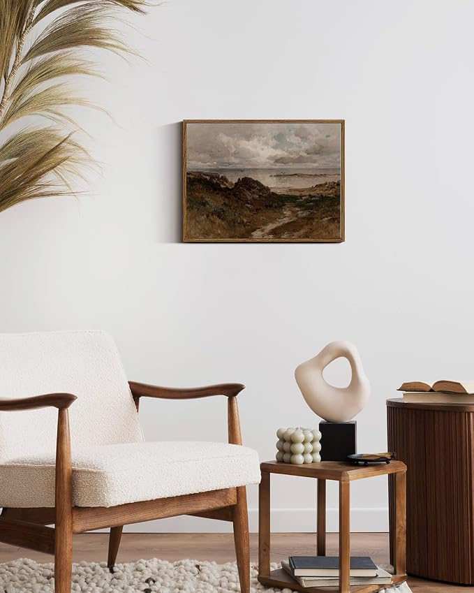 InSimSea Framed Canvas Wall Art Vintage Decor, Room Decor Coastal Landscape - Image 4