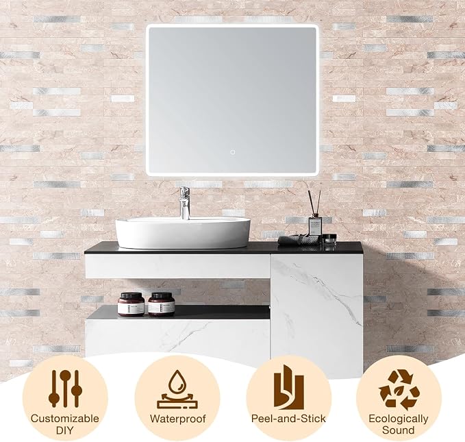 Peel and Stick Backsplash Tile Waterproof Removable PVC Wall Sticker 3D Faux - Image 8