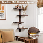 Afuly Mid Century Modern Decor Floating Shelves Walnut Display Shelf Wall Unit - Image 4