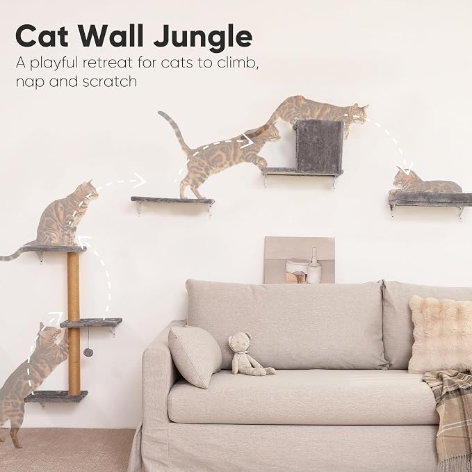 FUKUMARU Cat Wall Shelves, Stable & Safe 4 in 1 Cat Walls Furniture Set - Image 2