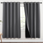 NICETOWN Grey Full Shade Curtain Panels, Pair of Energy Smart & Noise Blocking - Image 2