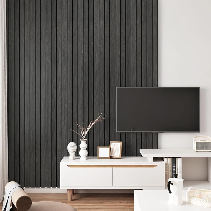 Grey/Black 3D Wood Panels for Interior Wall Decor Self Adhesive Wood Slat Wall - Image 7
