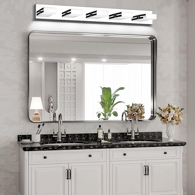SineRise LED Modern Bathroom Vanity Light Fixtures, Chrome Modern Acrylic - Image 5