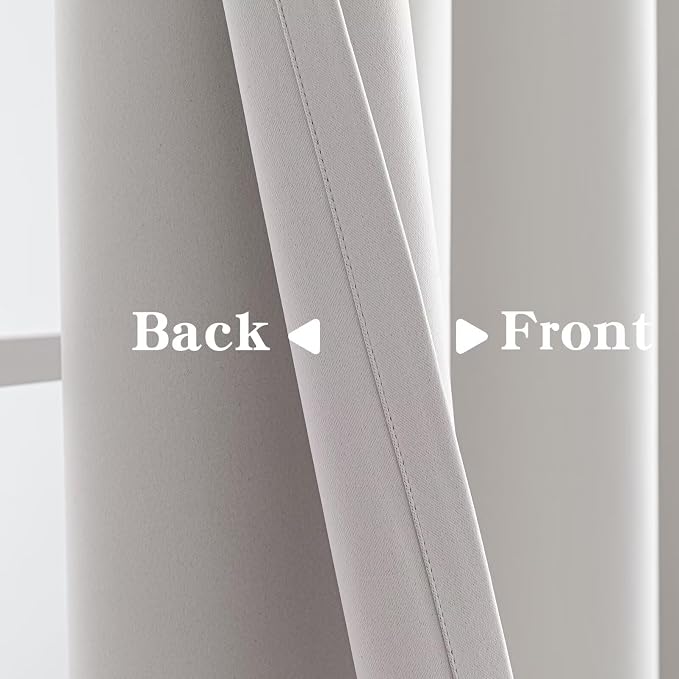 IGEMAEVE Greyish White Curtains 108 Inch Length 2 Panels Set, Light Filtering - Image 4