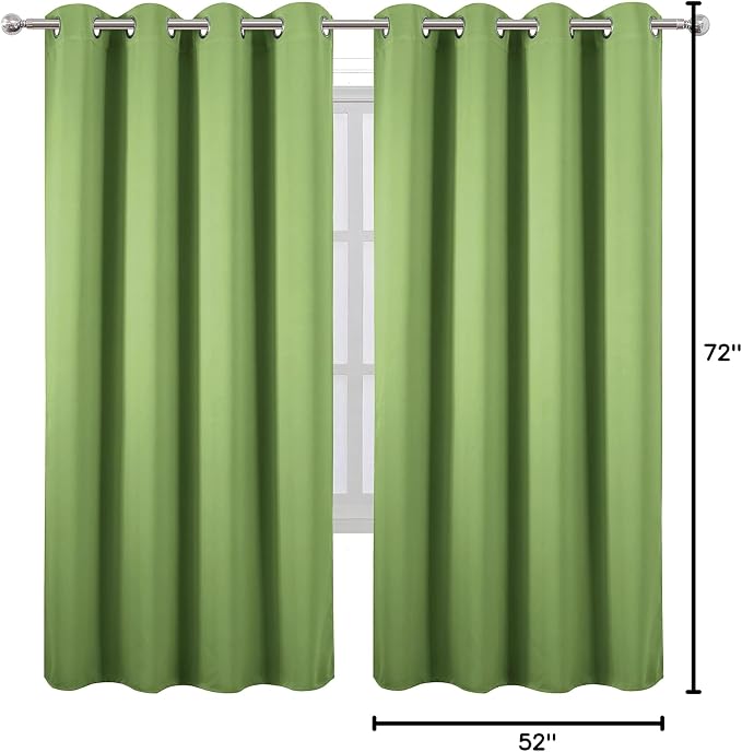 LEMOMO Light Green Thermal Blackout Curtains/52 x 72 Inch/Set of 2 Panels Room - Image 9