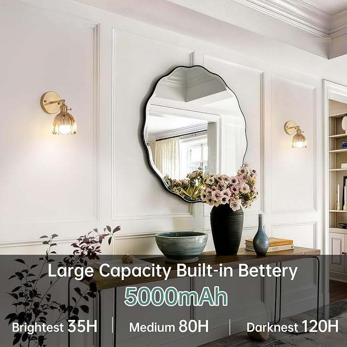 Shenmoyl Vintage Battery Operated Wall Sconce - Image 2