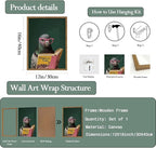 Framed Funny Pigeon Wall Art, Humorous Bird Reading Wall Decor Paintings - Image 5
