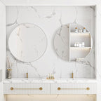 Itrue 36 Inch Round Wall Mirror, Brushed Silver Metal Frame Circle Bathroom - Image 4
