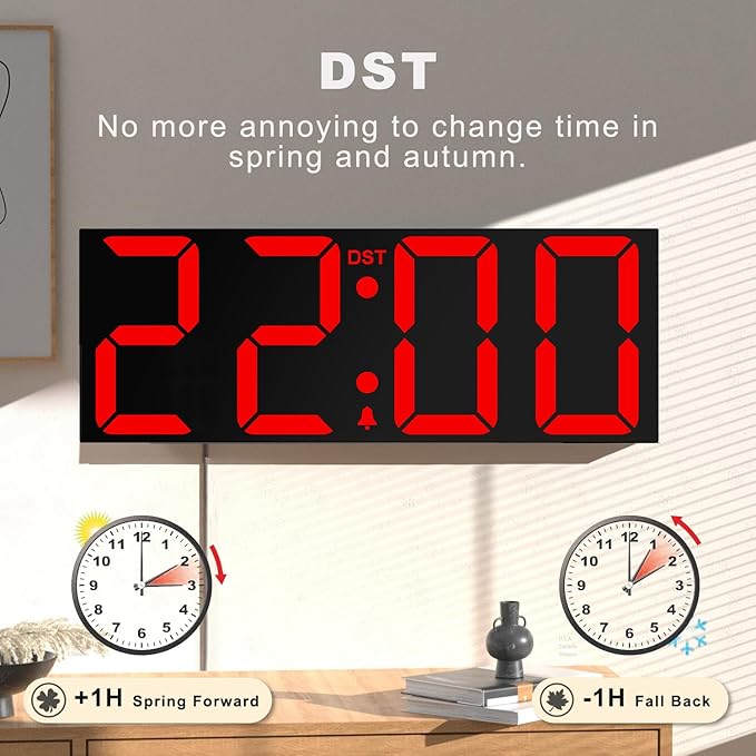JALL 22'' Large Digital Wall Clock, Big LED Number Dispaly, Night Light - Image 4