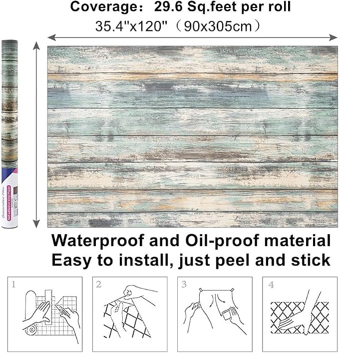 Arthome Rustic Wood Contact Paper Peel and Stick Self-Adhesive Wallpaper - Image 3