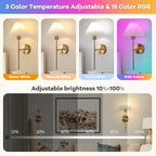 Gold Wireless Wall Sconce Sets of 2, Pleated Shades Rechargeable Battery - Image 3