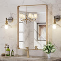 LOAAO 22”X30” Gold Bathroom Mirror, Rounded Rectangle Gold Frame Mirror by LOAAO