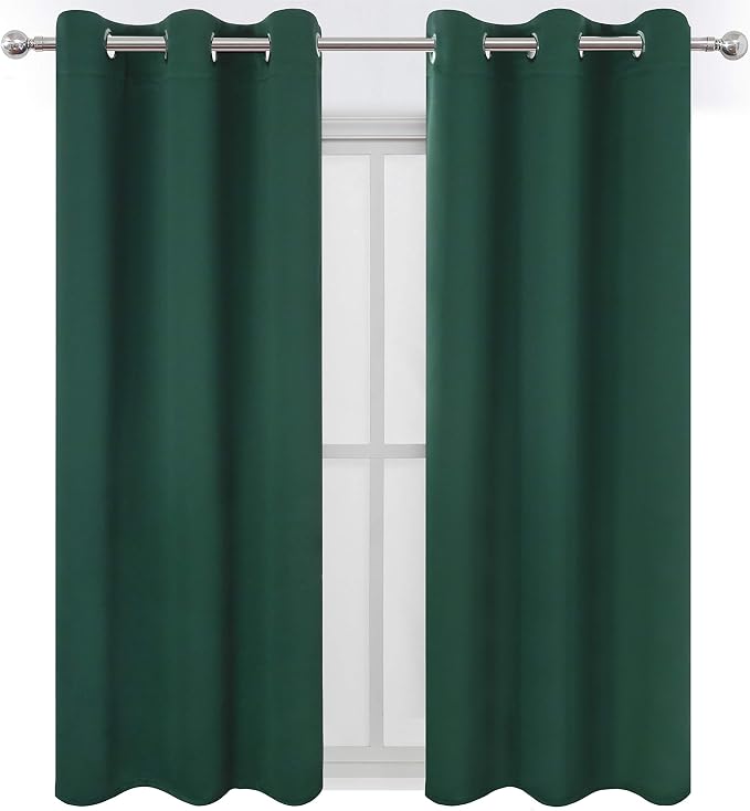 LEMOMO Green Blackout Curtains 40 x 63 Inch Length/Set of 2 Curtain - Image 2