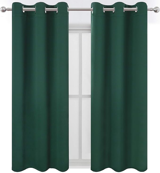 LEMOMO Green Blackout Curtains 34 x 54 Inch Length/Set of 2 Curtain - Image 2