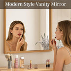 Syndra Square Natural Wood Frame Bathroom Mirror, Waterproof Slim Deep Frame - Image 4