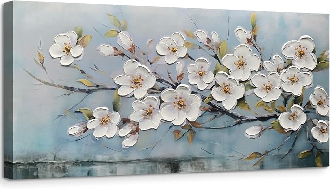 Anolyfi White Textured Flowers Wall Art - Image 2