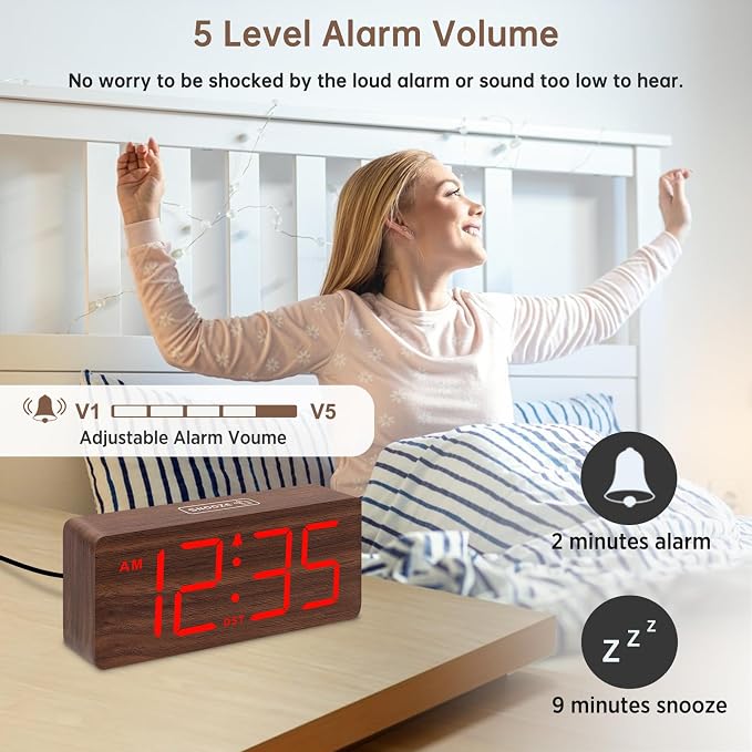 DreamSky Wooden Digital Alarm Clock - Image 3