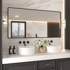 LOAAO 72"X36" Black Rectangle Bathroom Mirror Wall, Matte Black Aluminum Alloy - Image 3