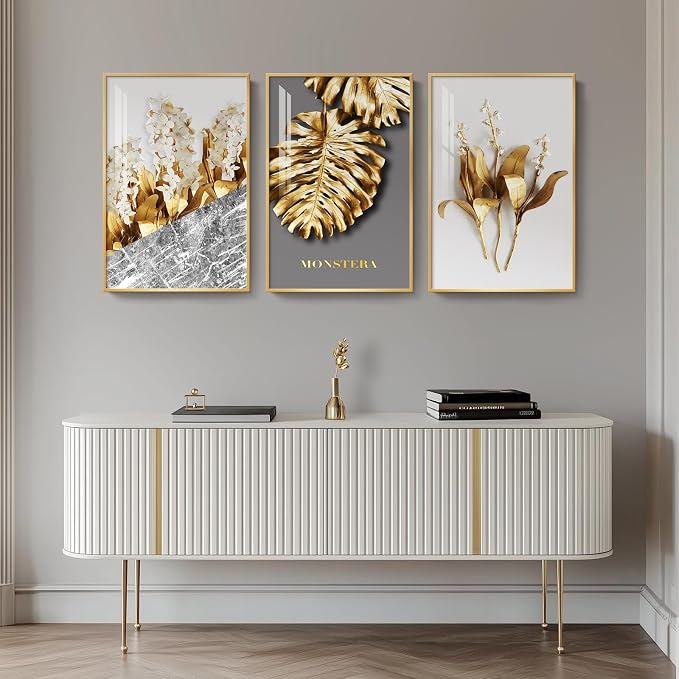 Framed Modern Luxury Large Gold Wall Art - Image 3