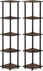 Furinno TURN-N-TUBE Corner Shelf Set of 2, 5-Tier Corner Bookshelf, Open - Image 3