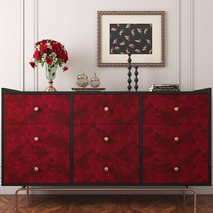 YENHOME 30"X118" Red Velvet Fabric Wallpaper Textured Vintage Velvet Peel and - Image 4