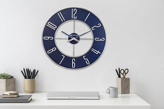 Bulova Blue Steel Oversize Wall Clock |Model C4809 - Image 6