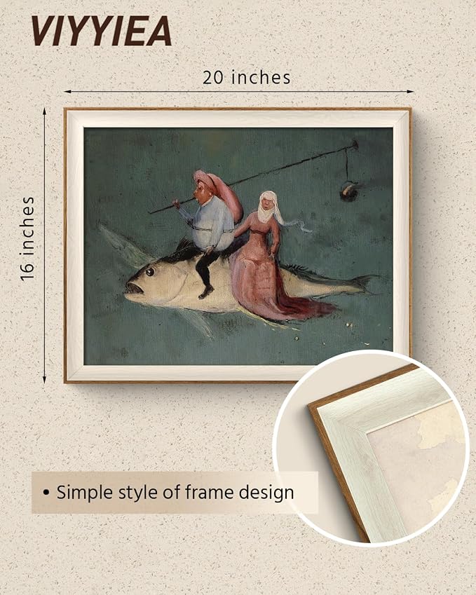 VIYYIEA Framed Wall Art for Living Room, Drive the Fish Canvas Prints, Vintage - Image 2