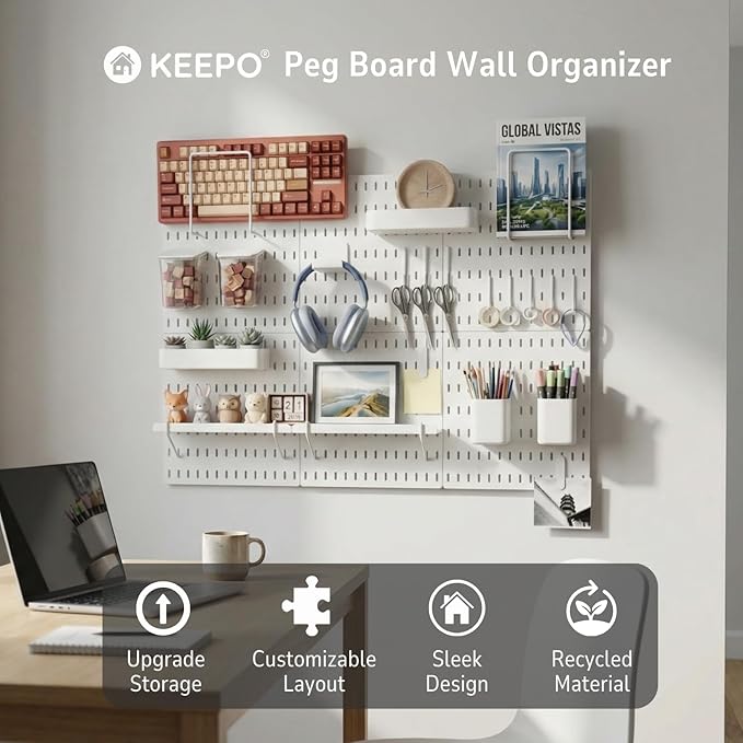 Keepo Peg Board Wall Organizer – Plastic Pegboard Panels, Modular Peg Board - Image 2