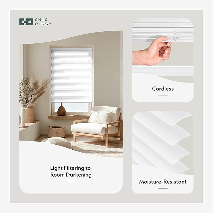 CHICOLOGY Cordless Mini Blinds for Indoor Windows, 62.5" W x 48" H, Light - Image 2