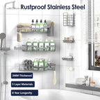 NESOMI Shower Caddy Adhesive Shower Organizer 8-Pack, Rustproof Stainless Steel - Image 5
