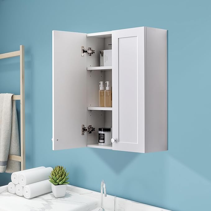 VANIRROR White Wall Mount Cabinet, MDF Over the Toilet Storage Cabinet by VANIRROR