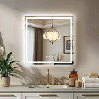 30x30 LED Bathroom Mirror with Lights, Backlit + Front Lit, Lighted Bathroom by Rpoesx