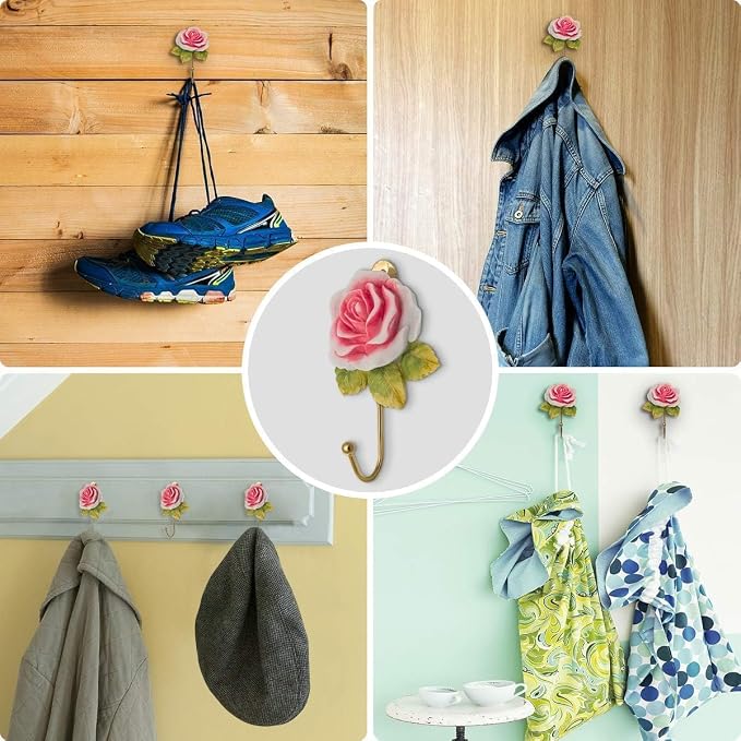 3 Pack Pink Flower Decorative Hooks - Image 3