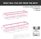 Moforoco Shower Caddy Shelf Organizer Rack, Self Adhesive Black Bathroom - Image 2
